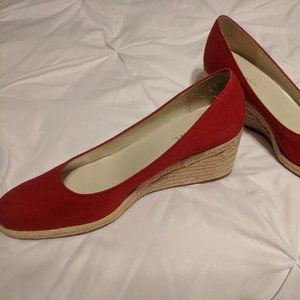 Red espadrille wedges size 10